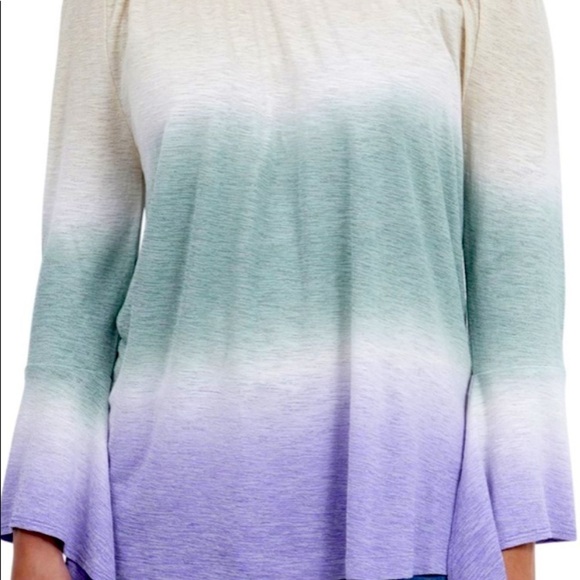 Off The Sholder Top with Slit Long Sleeve Multicolor Size Medium - Picture 3 of 9